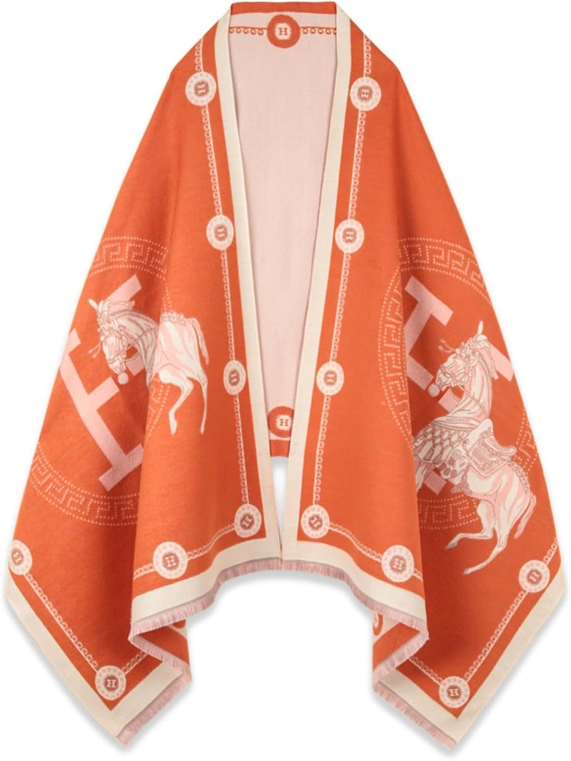 EXTREE Scarfs for Women Pashmina Silky Shawl Wrap for Evening Dressing Blanket Open Front Poncho Cape - Image 1